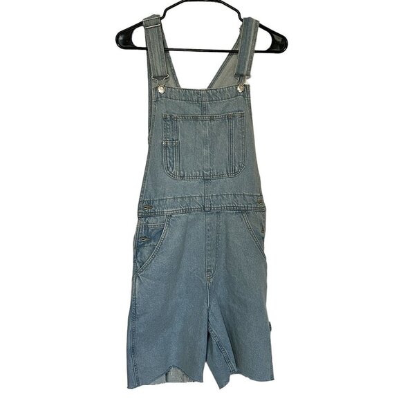 Denim Co. Overall Shorts Size (See Photos) Light Wash, Hook Straps / BiB #P1479 - Picture 1 of 12